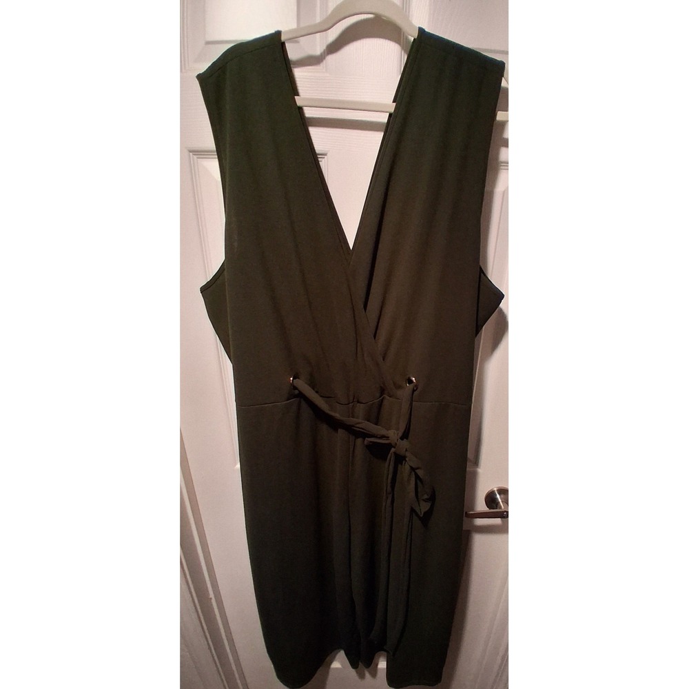 Ashley Stewart Olive Green Grommet Wrap Wide Leg  Jumpsuit Plus Size 30/32